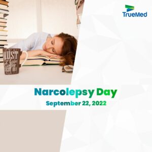 Narcolepsy Awareness Day on the picture a worker sleeping at work. truemed therapeutics